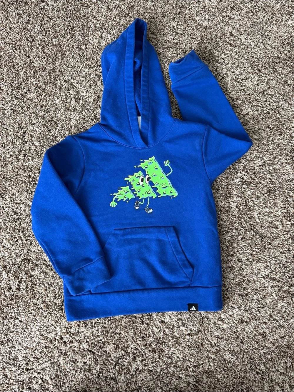 adidas Royal Blue Hoodie with Neon Green Graphic